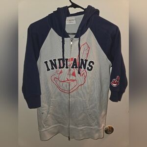 Vintage Cleveland Indians Short Sleeve Zip-Up Hoodie